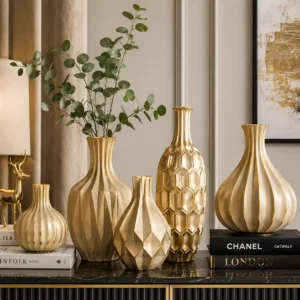 Royal Gold Accent Decorative Vase Set